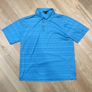 Nike Shirt Tiger Woods Golf Polo Men's XL Blue Snap Dri Fit Performance